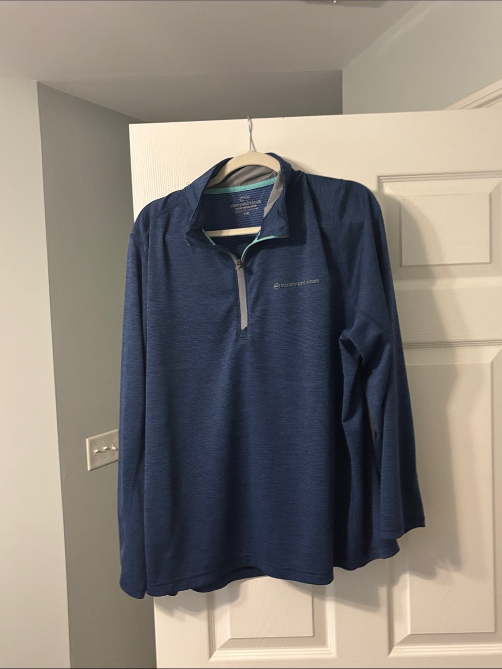 Vineyard Vines Men's Heathered Navy Quarter-Zip Pullover XXL
